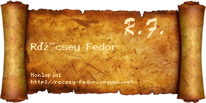 Récsey Fedor névjegykártya